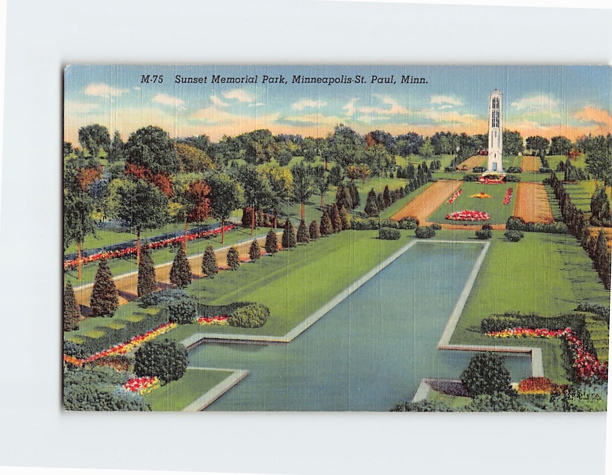 Postcard Sunset Memorial Park Minnesota USA