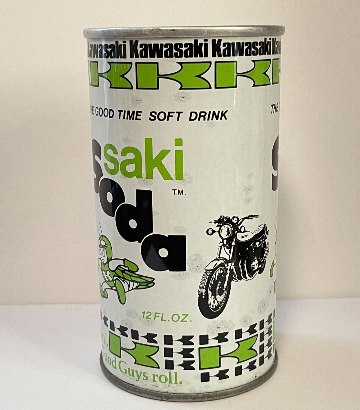 KAWASAKI SAKI SODA Pop can soft drink STEEL CAN from 1960s / 1970s PULL TAB RARE