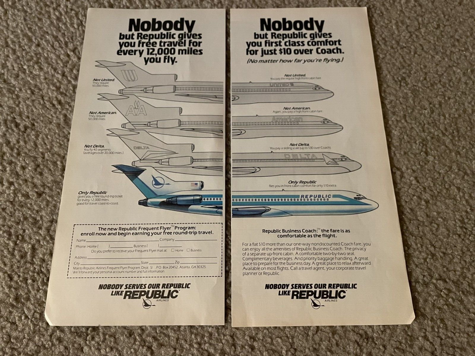 Vintage 1983 REPUBLIC AIRLINES Print Ad 1980s AIRPLANE