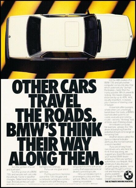 1986 BMW 735i Original Advertisement Print Art Car Ad K112