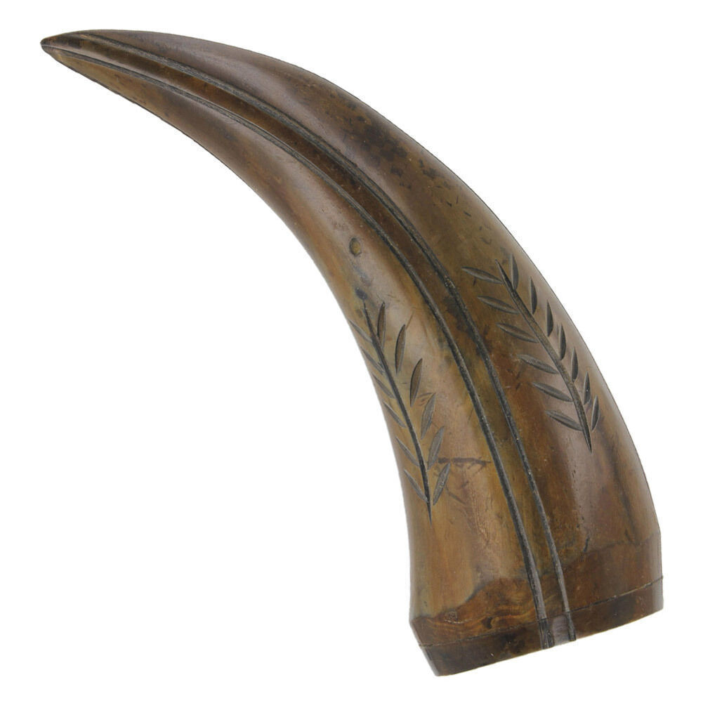 1920s Vintage Handcarved Genuine Cow Horn Paperweight  Decorative Collectibles