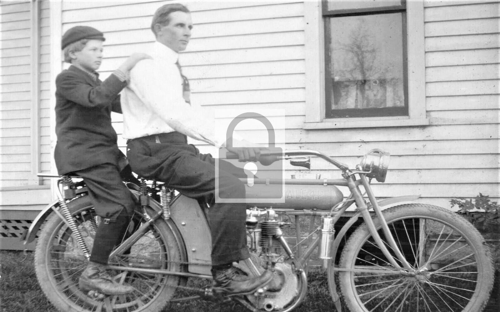Man & Son Yale Motorcycle Shepardsville Michigan MI Reprint Postcard