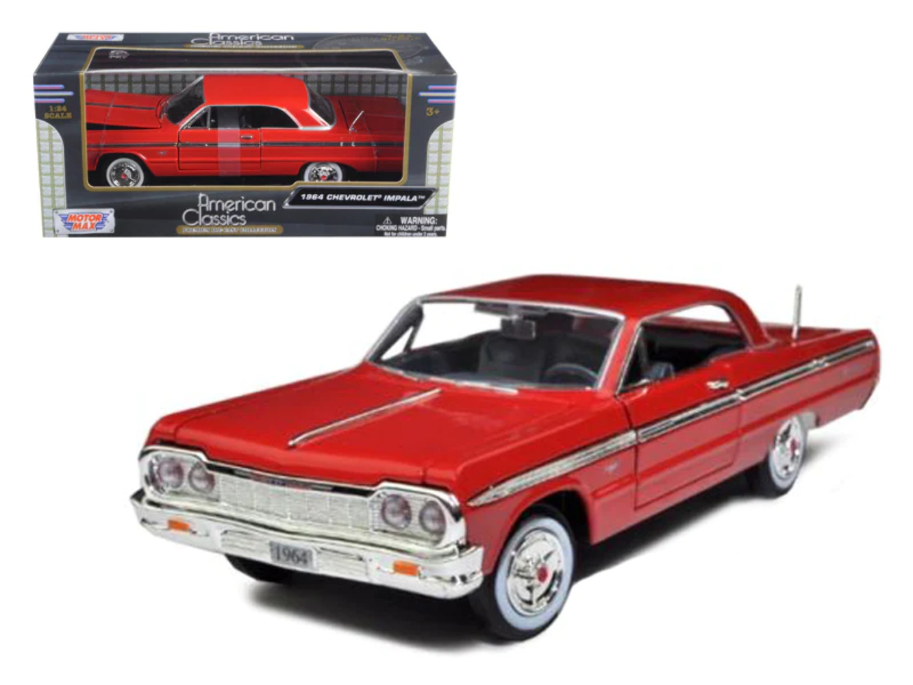 1964 Chevrolet Impala Red 1/24 Diecast Model Car