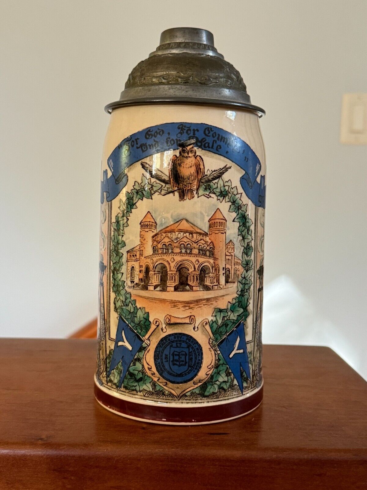 Yale University Mettlach Beer Stein Tankard 1909 - New Haven, Connecticut