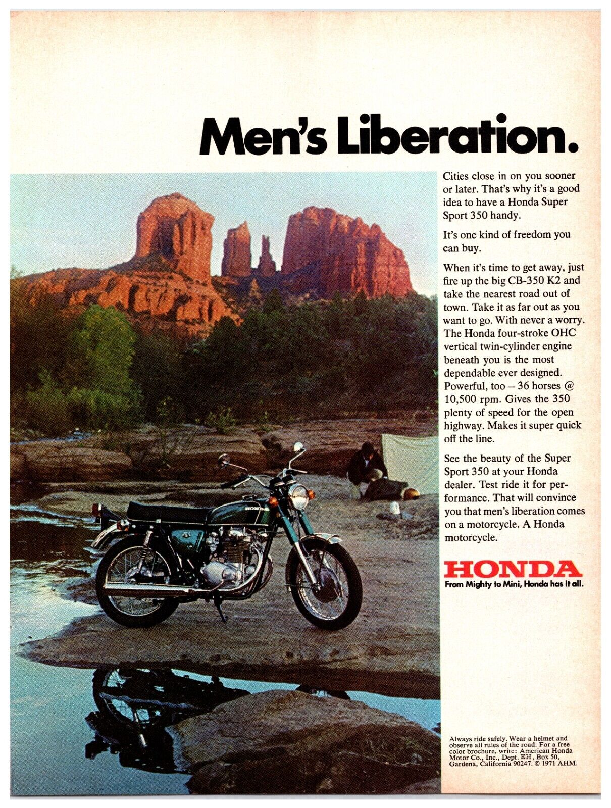 Vintage 1971 Honda CB-350 K2 Motorcycle Original Print Ad (8x11)