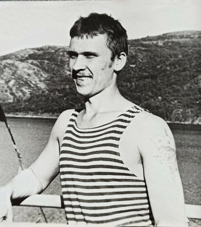 Vintage photo Sailor Tattoo Brutal Guy Shirtless Man Vest Navy Gay interest