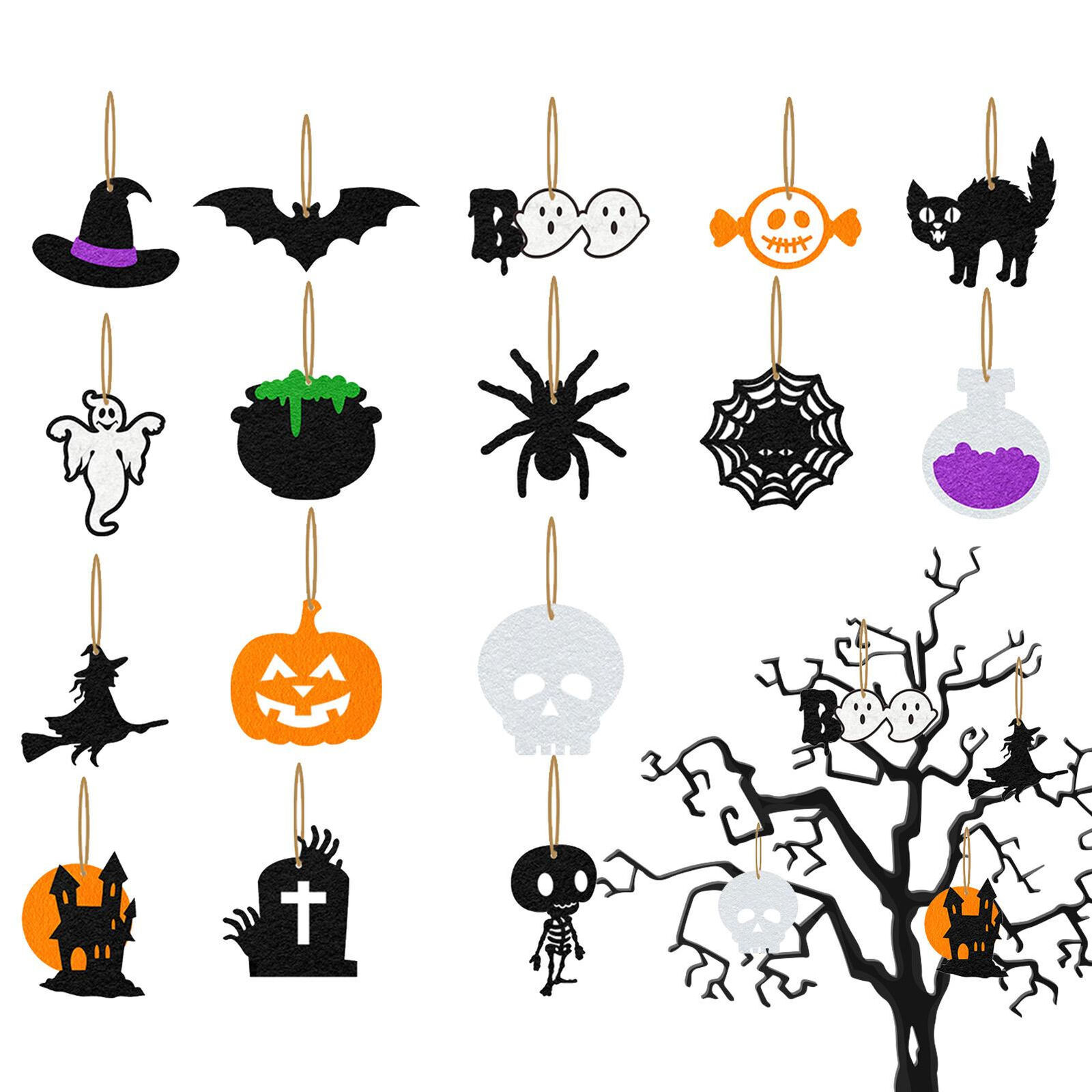 16pcs Halloween Ornaments For Tree Small Ornaments For Tree Pendant Props