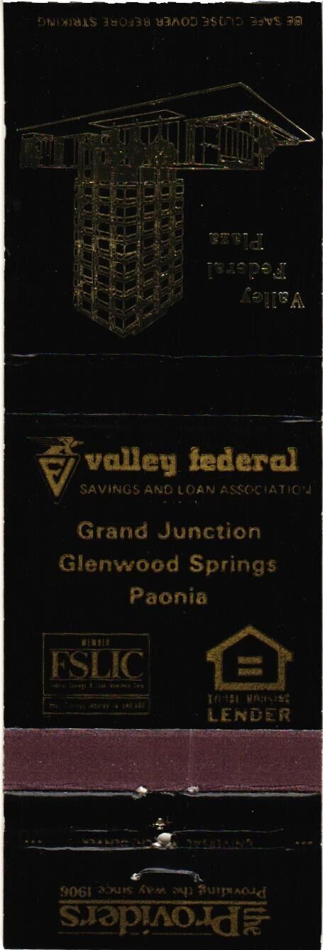 Valley Federal Savings and Loan Association Paonia Colo Vintage Matchbook Cover