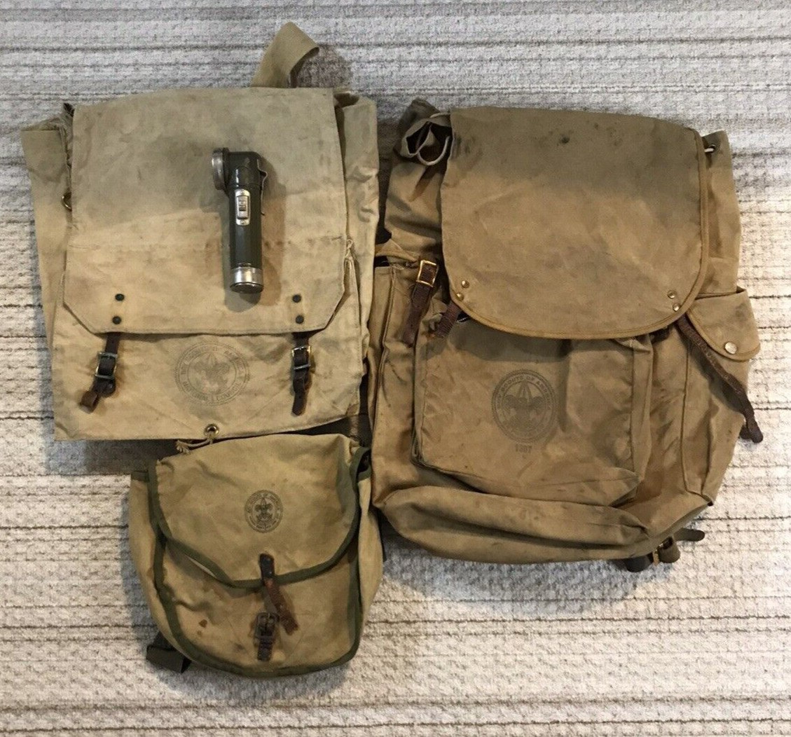Vintage BSA Boy Scouts Of America Memorabilia, 574 Yucca Bag, Flashlight, + more