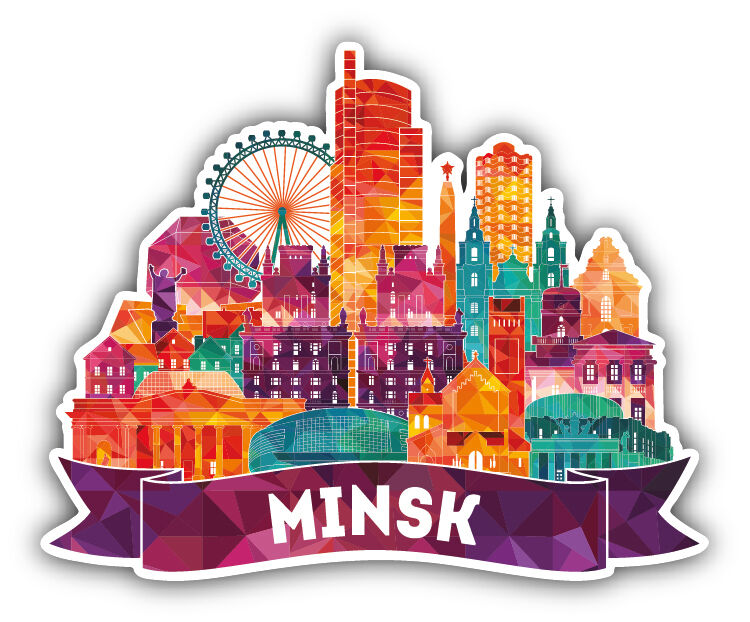 Minsk City Art View Belarus Car Bumper Sticker Decal 5\'\' x 4\'\'