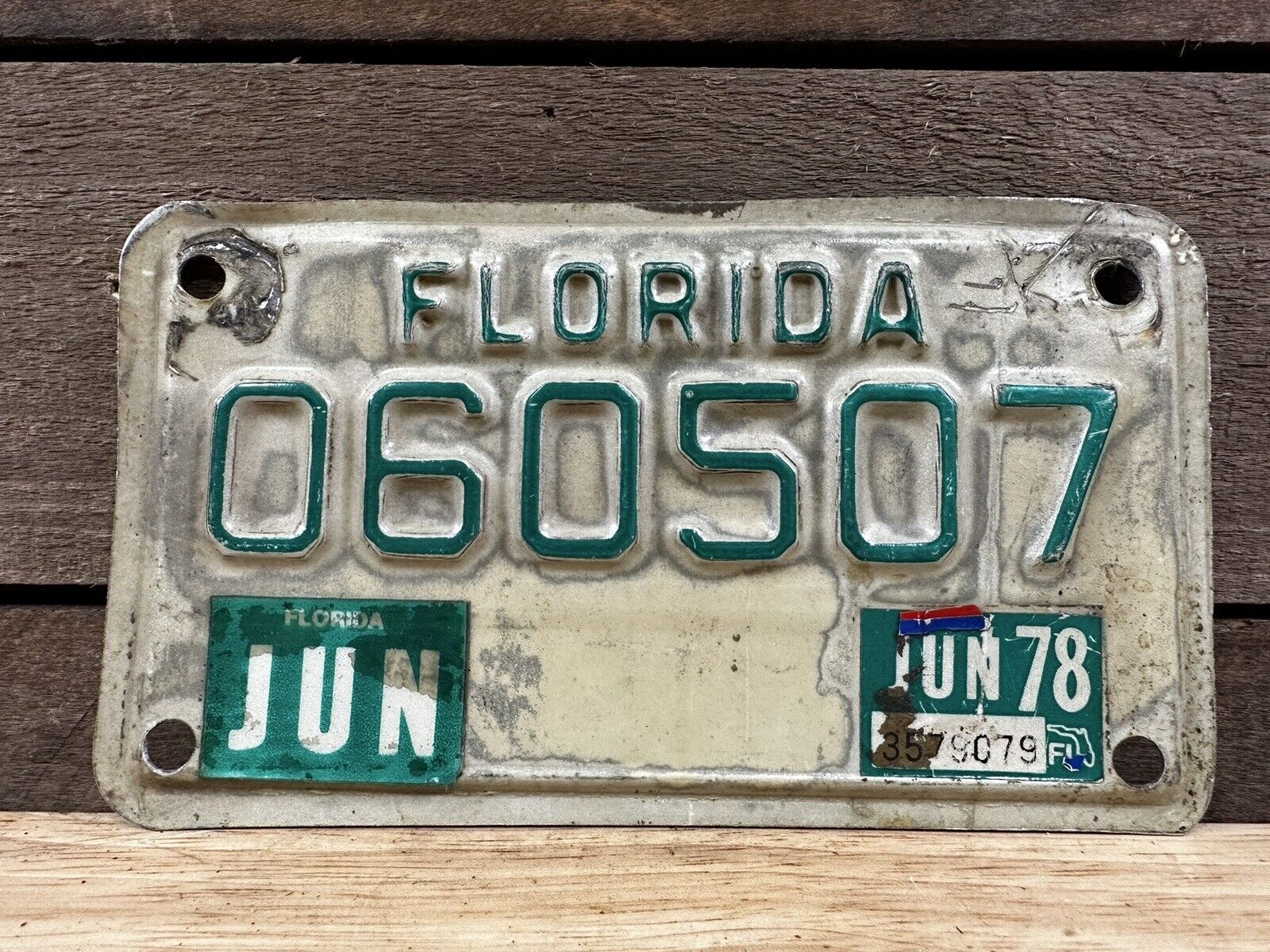 Vintage June 1978 Florida Motorcycle Liscense Plate