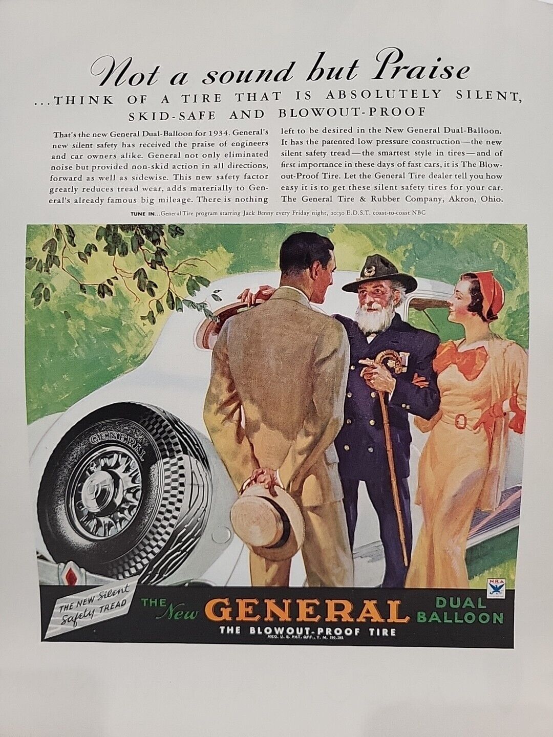 1934 General Tires Fortune Magazine Print Ad Civil War Veteran Uniform Color