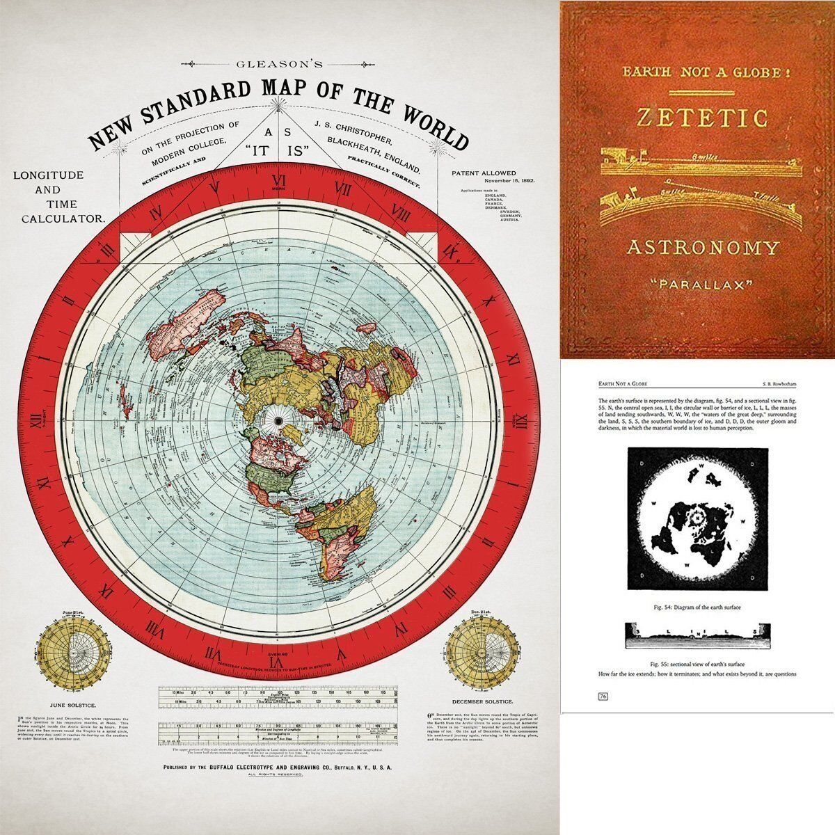 Flat Earth Map - Gleason\'s 1894 New Standard Map Of The World - 24\