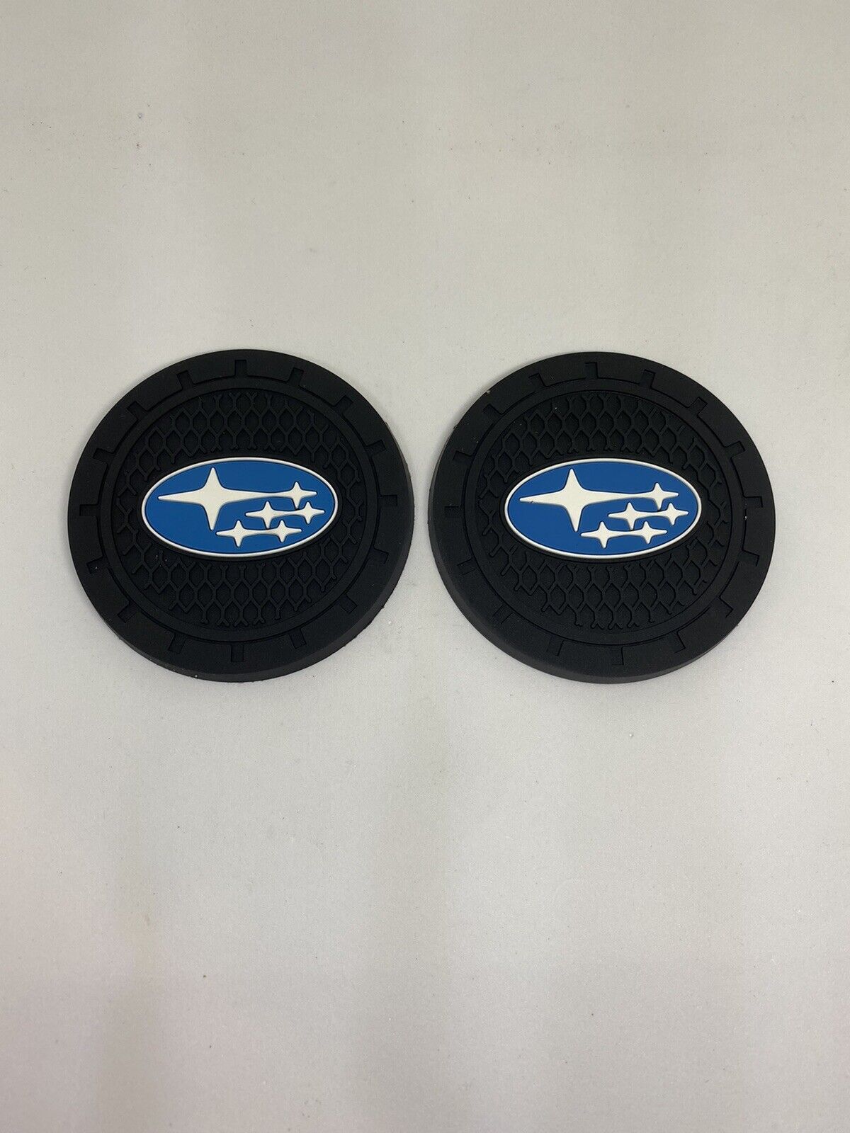 Car Coasters With Subaru Logo 2 Piece NEW