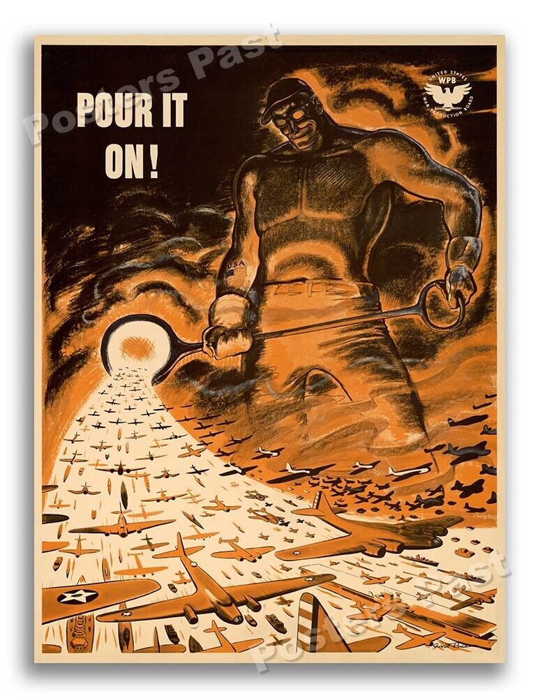 1942 Pour It On Vintage Style WW2 Poster - 18x24