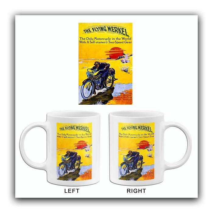 1913 The Flying Merkel Motorcycle - Promotional Advertising Mug