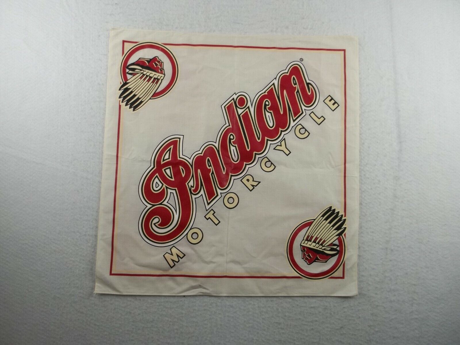 Vintage Indian Motorcycles White Bandana 22X21 1990's Never Used Ex Cond