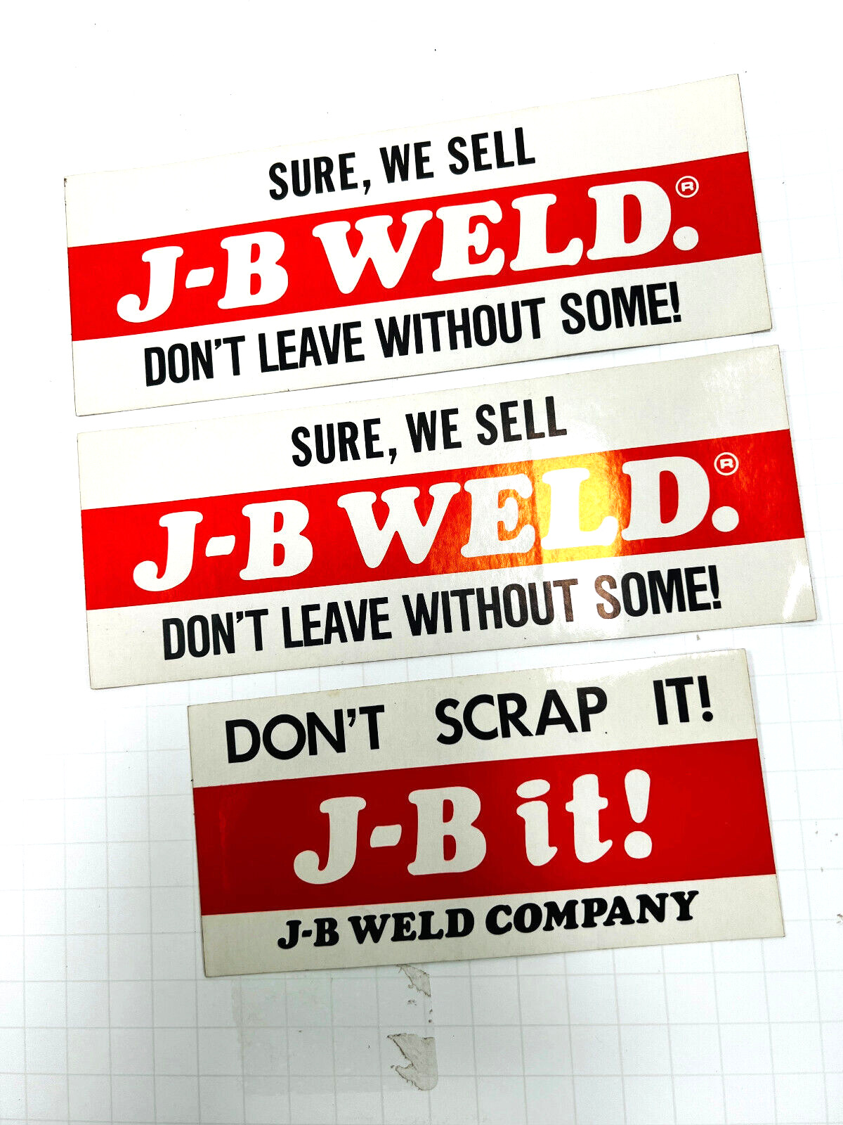 vtg Sticker Lot #52 J-B Weld jb garage racing car mechanic 
