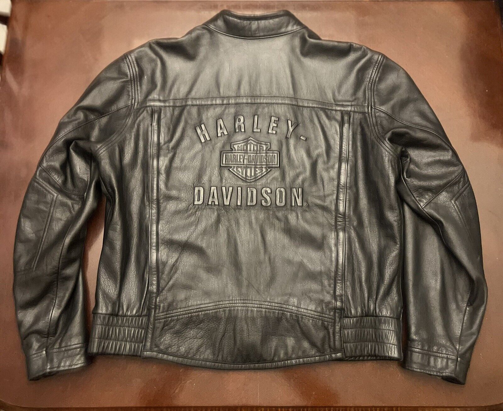 🚨Harley Davidson Black Leather Vented Jacket Embossed Bar And Shield Size XL🚨