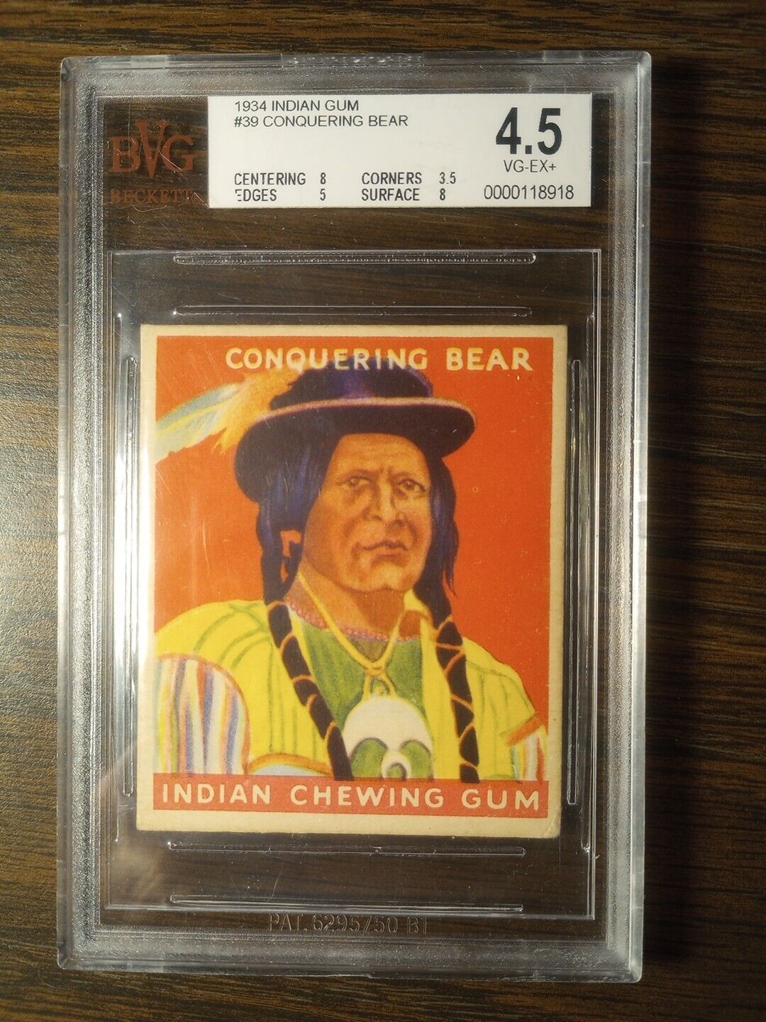 1934 Indian Gum #39 Conquering Bear Bvg 4.5