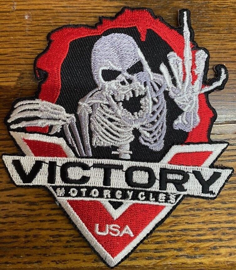 VICTORY Motorcycle Middle Finger Skeleton Patch 4\