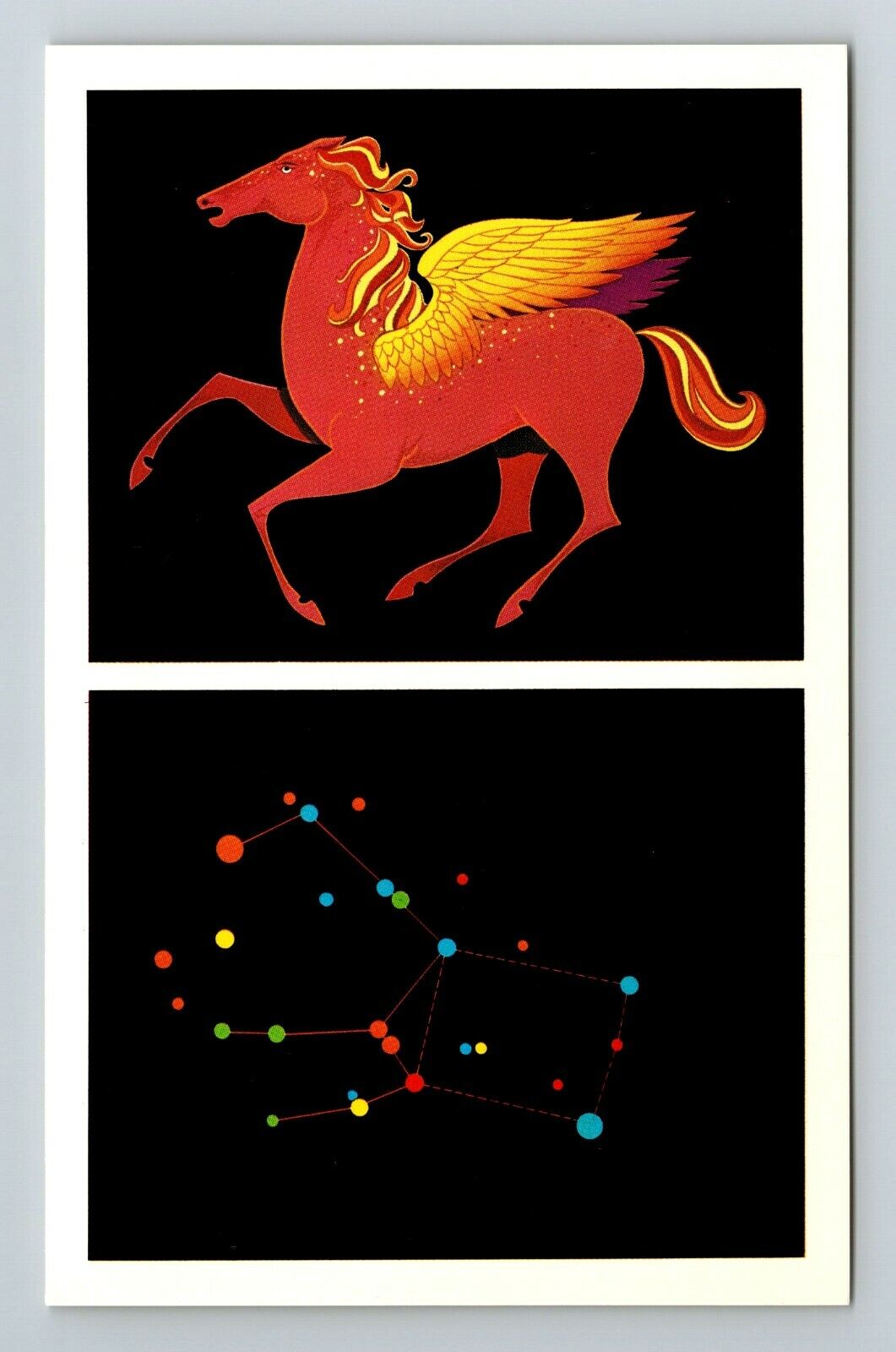 Salt Lake City UT-Utah Pegasus Horse Hanson Planetarium c1970 Vintage Postcard
