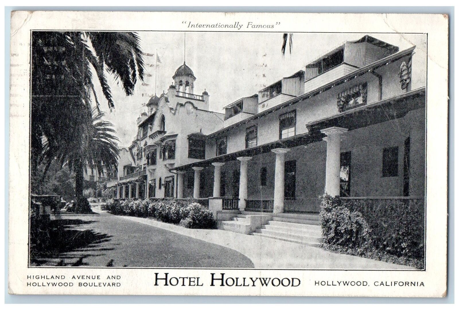 1933 Highland Avenue Hotel Hollywood & Restaurant Hollywood California Postcard