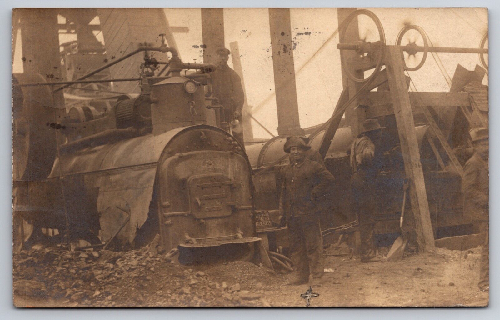 Train Engine Railroad Yard Oshkosh Wisconsin WI 1907 Real Photo RPPC