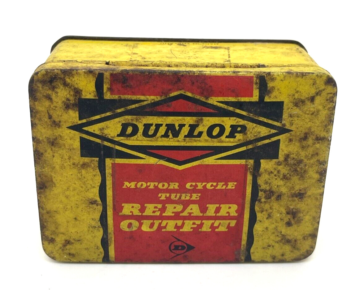 Vintage Dunlop Motorcycle Tube Repair Outfit Tin Can