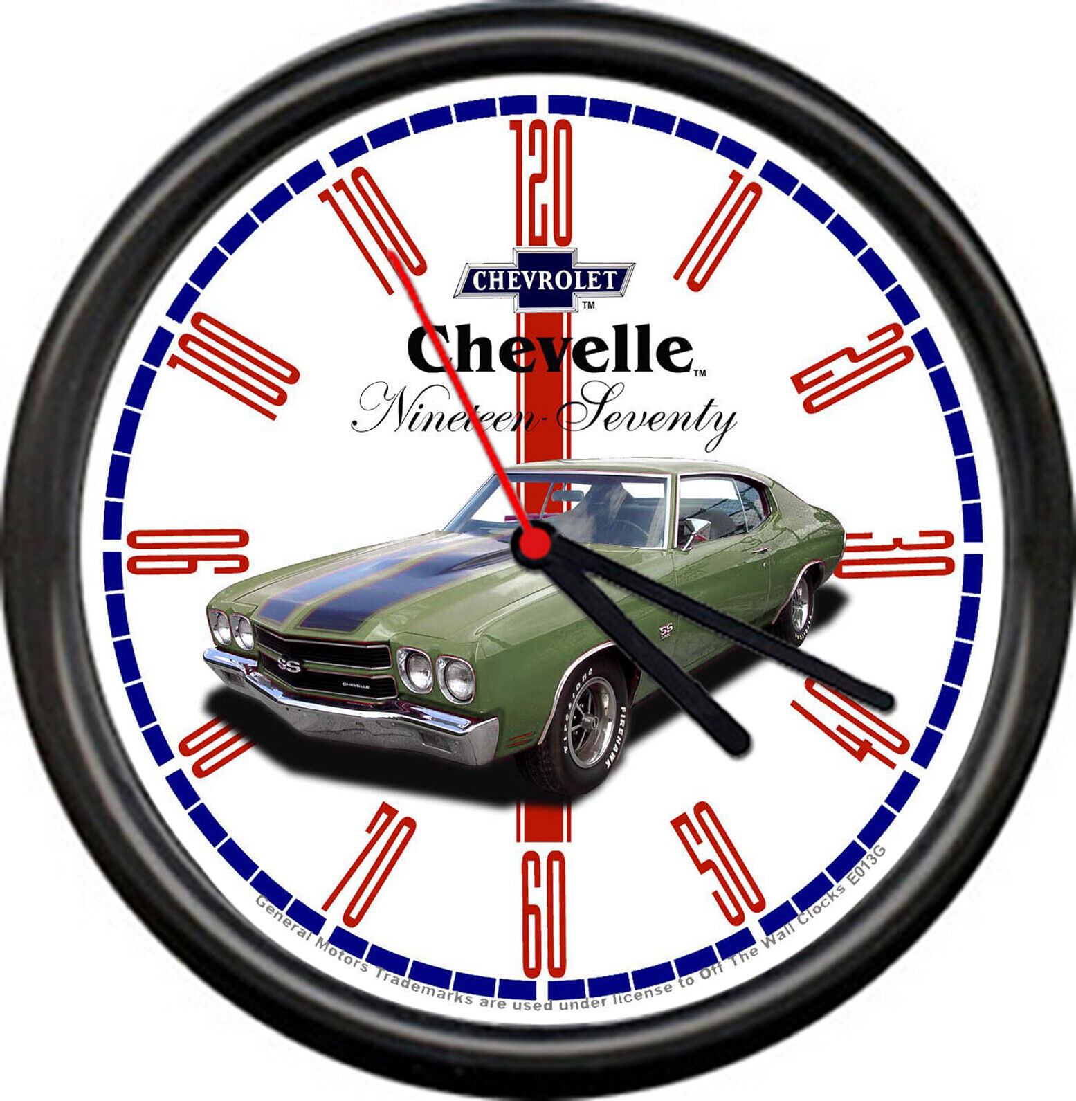 Licensed 1970 Chevelle Green Muscle Car Chevrolet General Motors Sign Wall Clock
