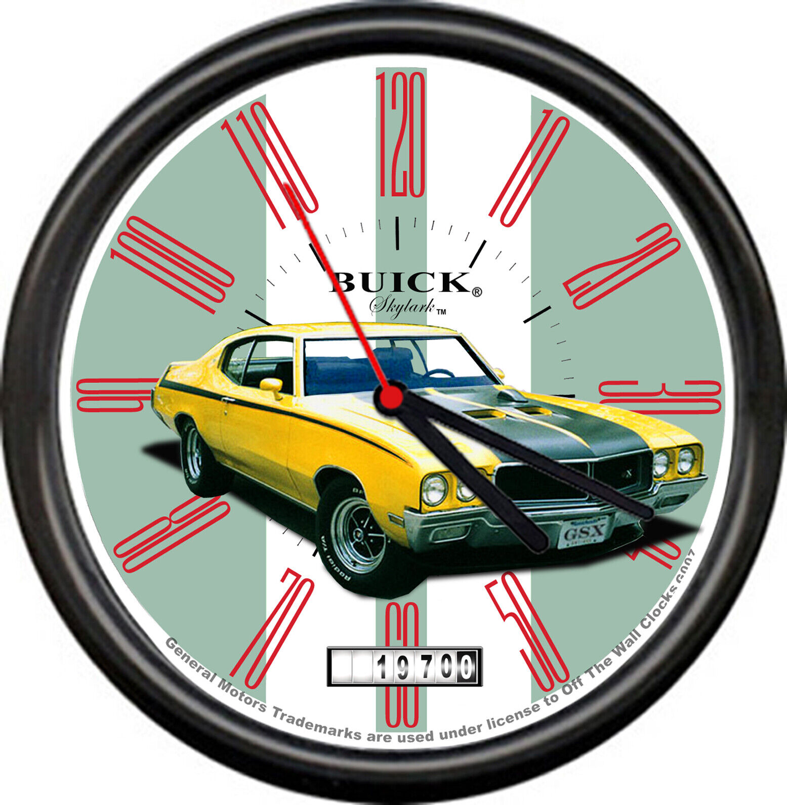 Licensed 1970 Yellow Buick Skylark Muscle Car General Motors Sign Wall Clock