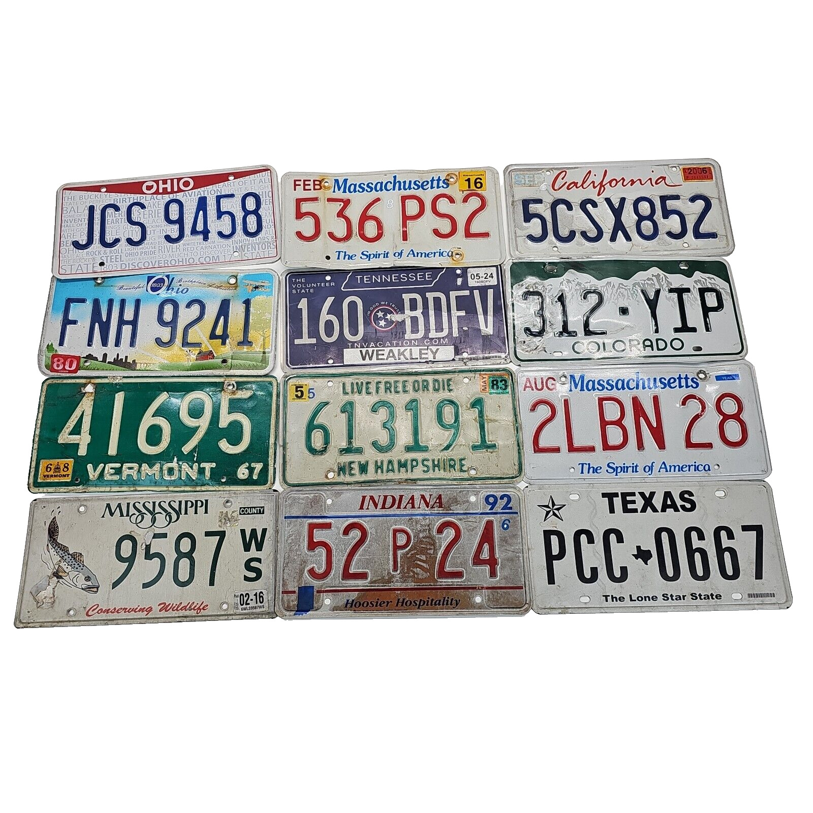 License Plates USA Number Plate Vintage Colorful Tag Mancave Wall Lot of 12 Set7