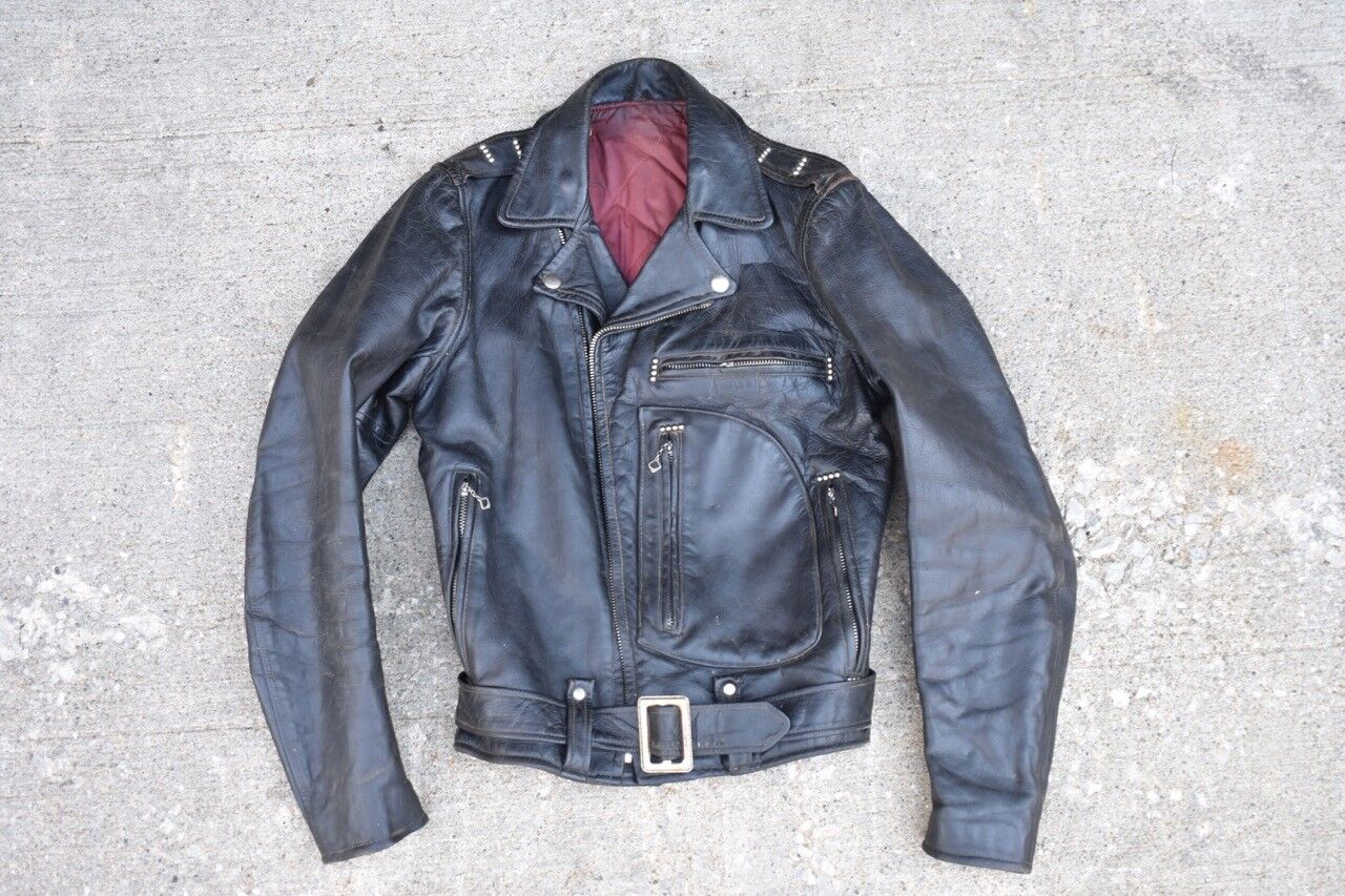 Vintage Harley Davidson Leather Motorcycle Jacket D Pocket Horsehide 1950\'s