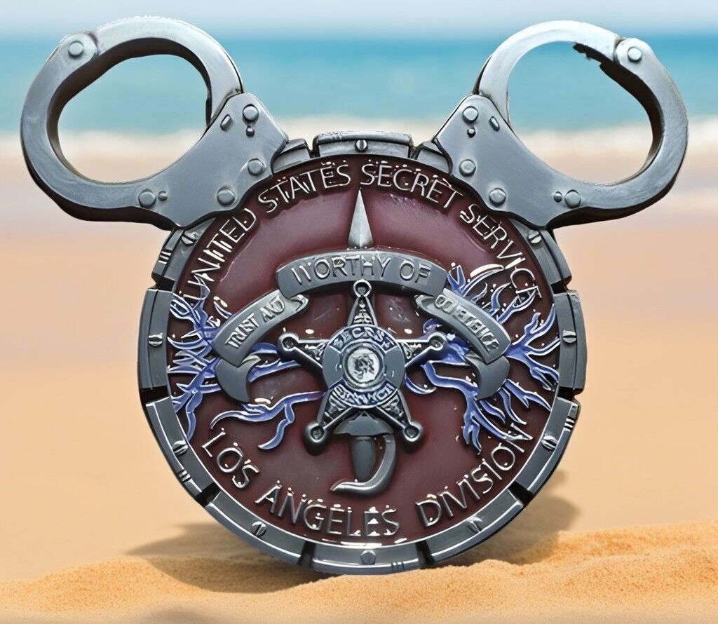 🔥Disneyland Mickey Ears Maroon Disney Challenge Coin U.S. Secret Service Office