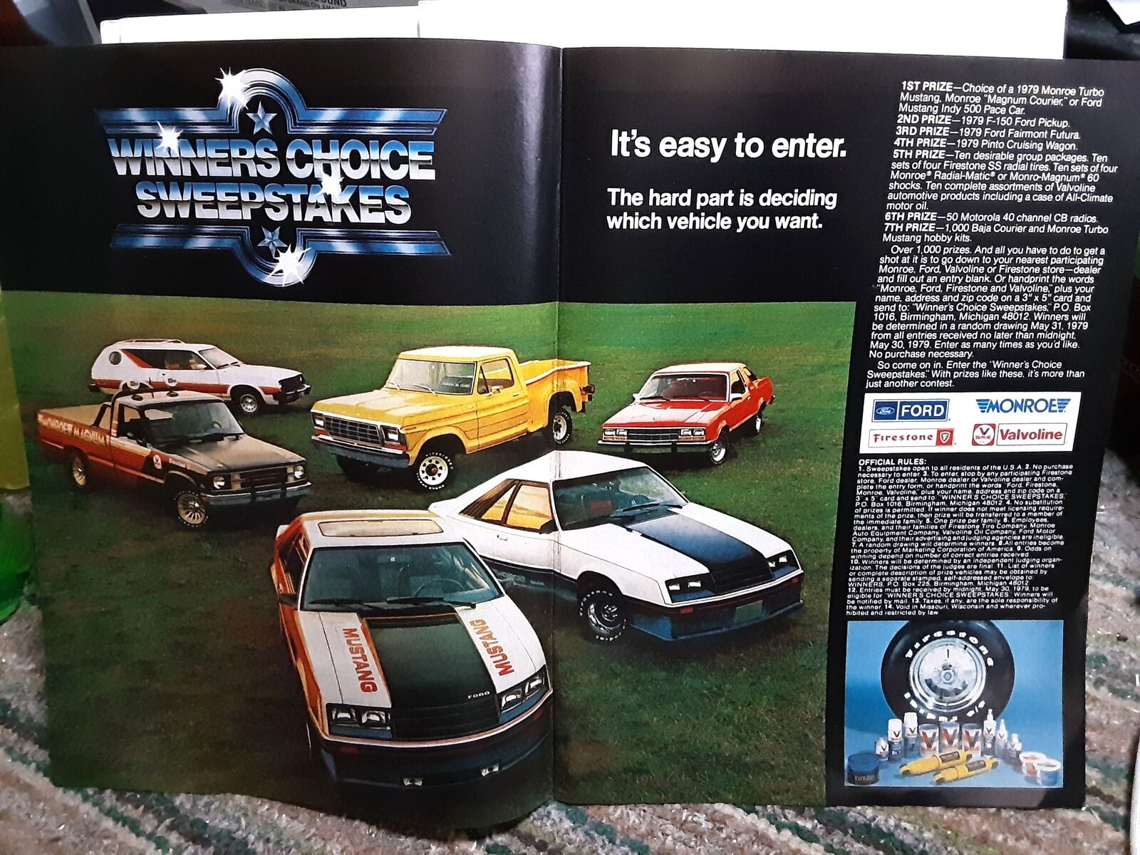 1979 Ford Mustang Pinto Fairmont Pickup Pace Car 2 Page Original Print Ad