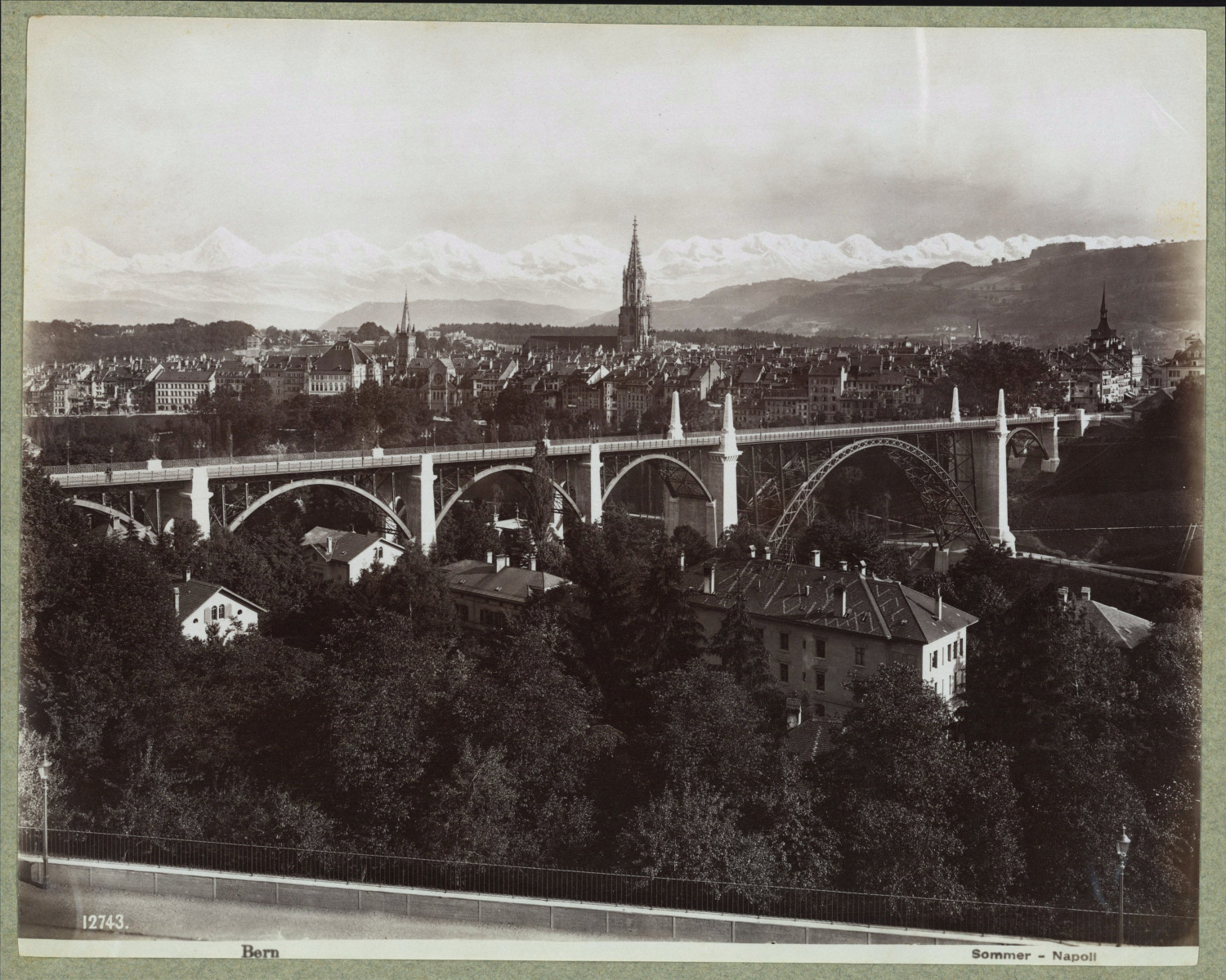 Giorgio Sommer, Switzerland, Bern, City and the Alps Vintage Albumen Print Tirag