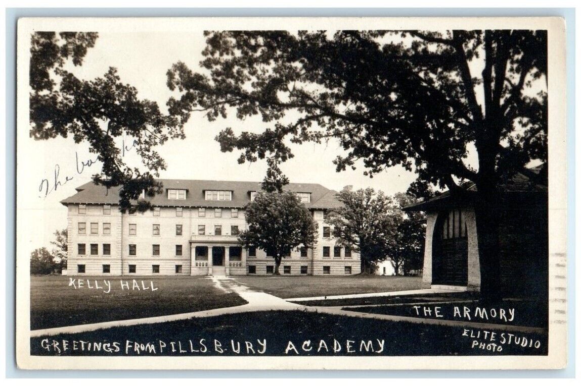 1911 Pillsbury Academy Kelly Hall Armory Elite Owatonna MN RPPC Photo Postcard