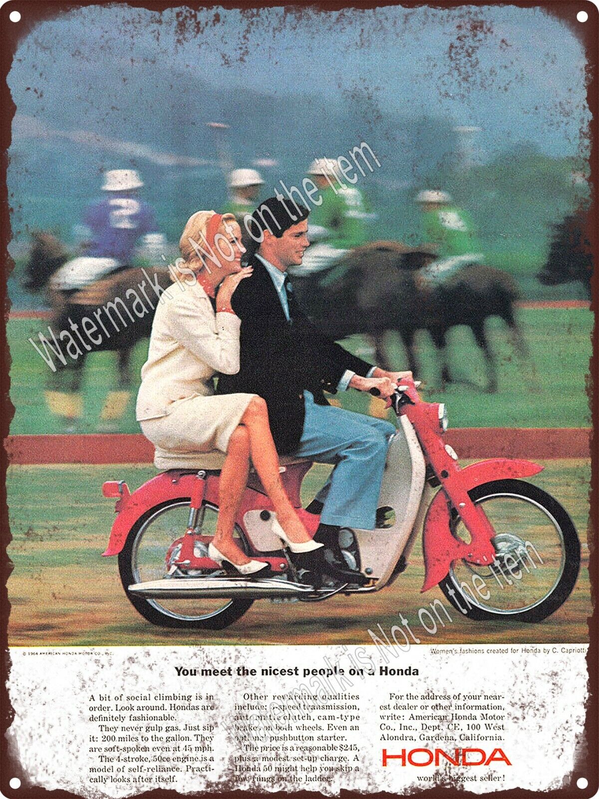 1964 Honda Motorcycle Bike You Meet the Nicest People Metal Sign 9x12\