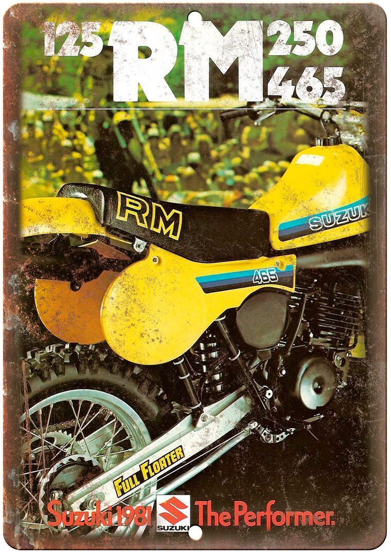 1981 Suzuki RM 250 Vintage Ad Reproduction Metal Sign A461