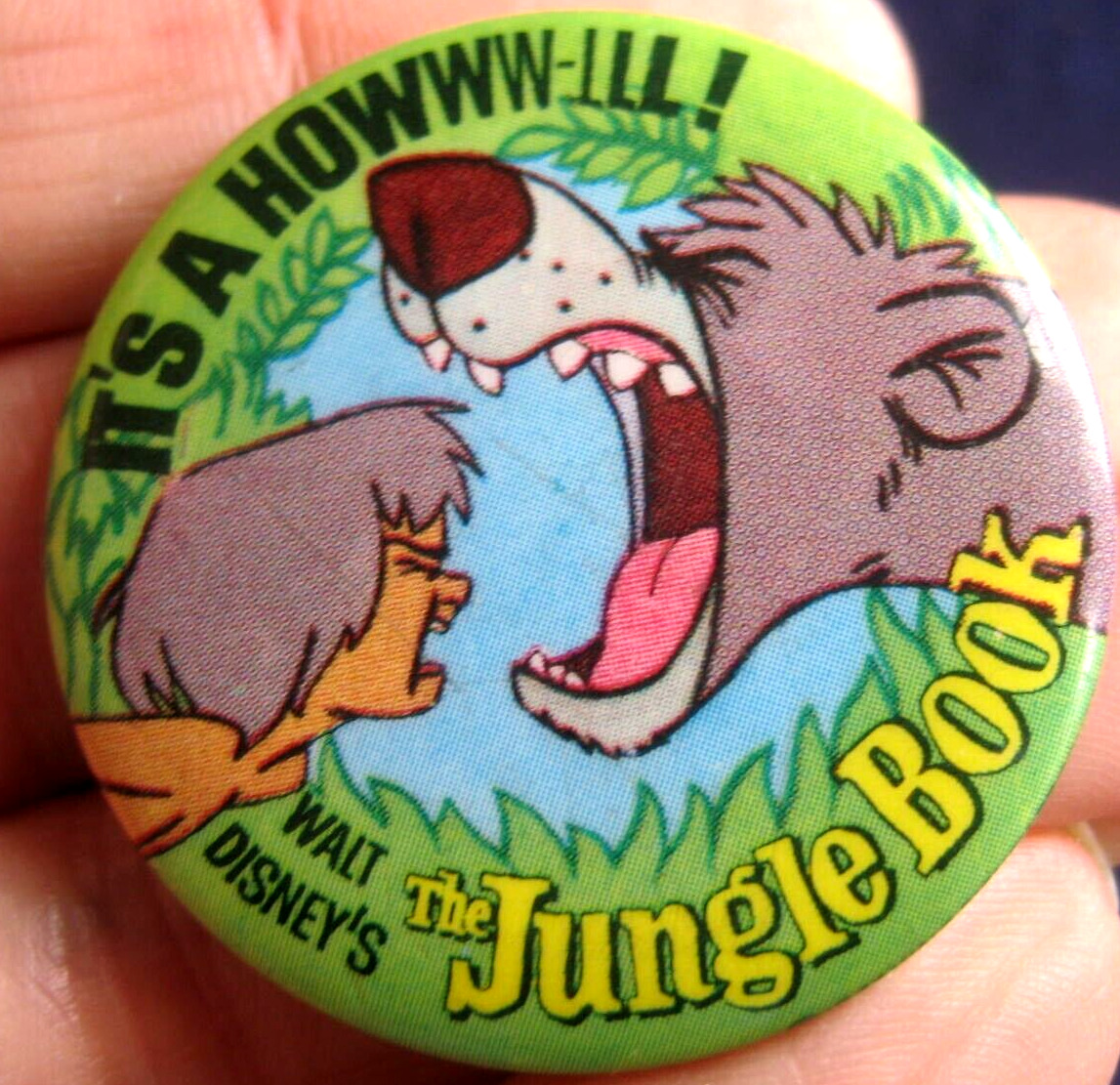 JUNGLE BOOK film genuine vintage 1967 Disney UK promotional 38mm pin BADGE