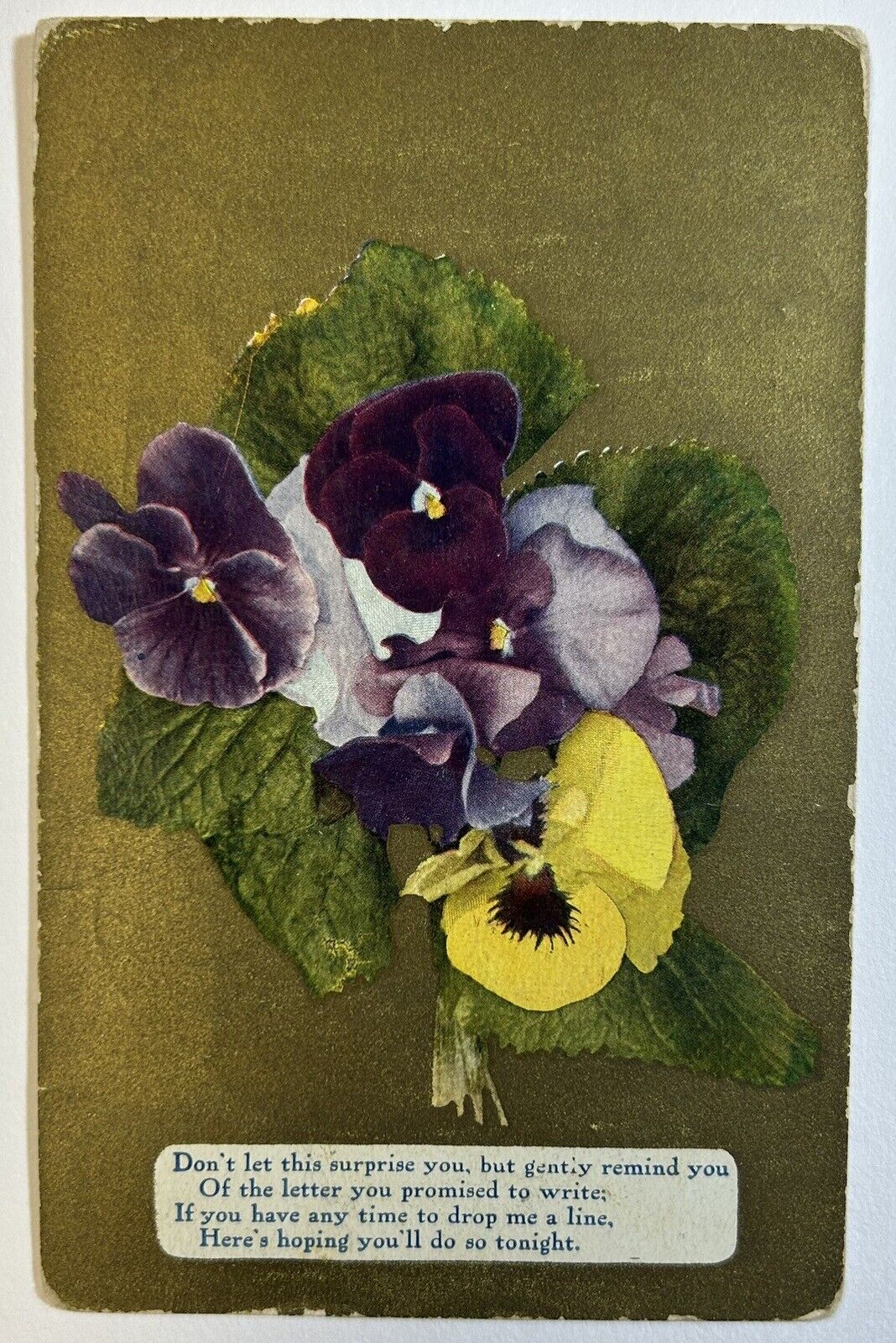Don’t Let This Surprise You But Gently Remind You Antique Floral Postcard, 1909