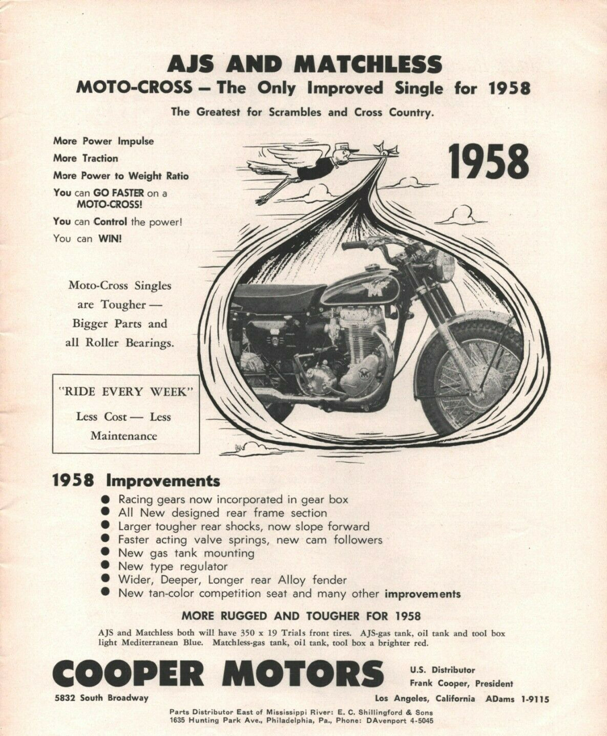 1958 AJS Matchless Motocross Cooper Motors - Vintage Motorcycle Ad