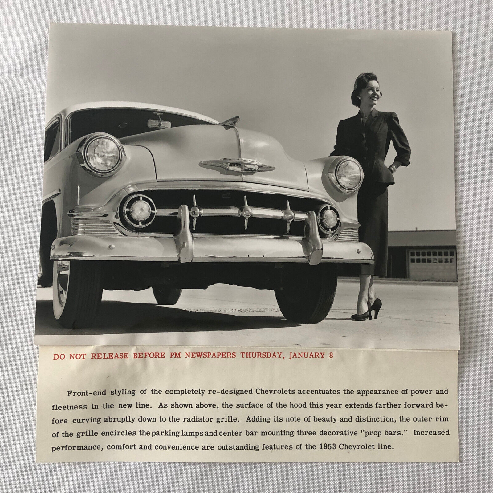 1953 Chevrolet Factory Press Photo Photograph Print