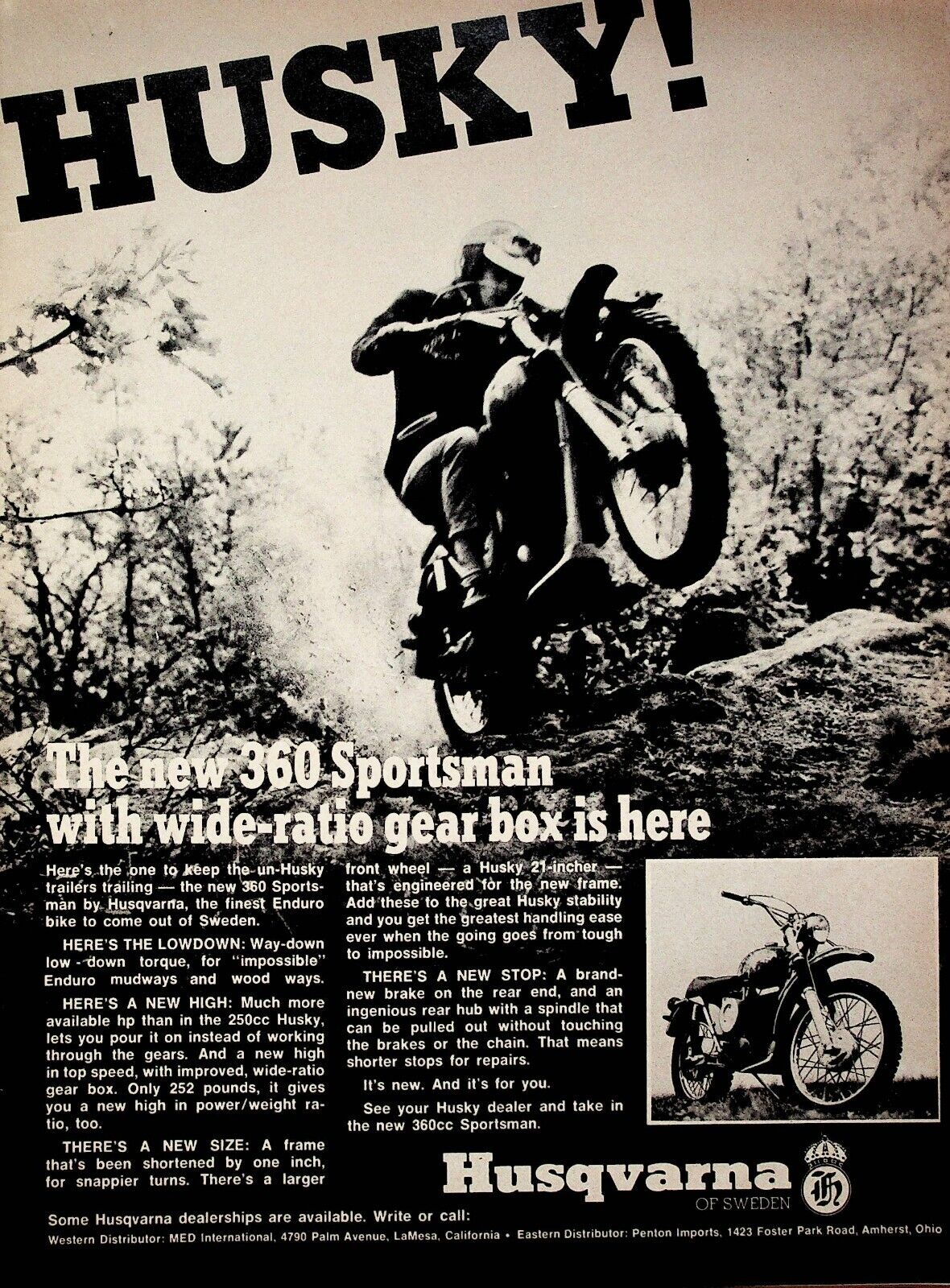 1969 Husqvarna 360 Husky Sportsman - Vintage Motorcycle Ad