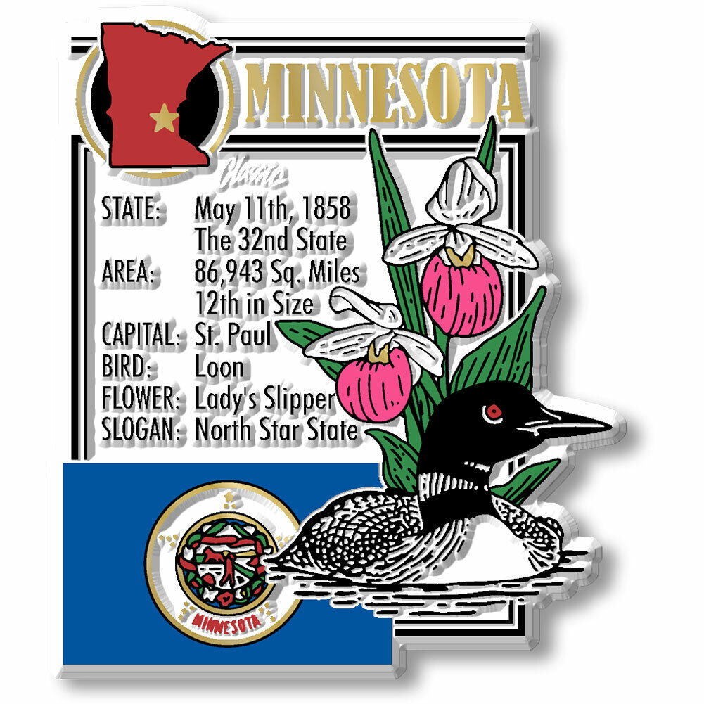 Minnesota State Montage Magnet by Classic Magnets, 2.6\
