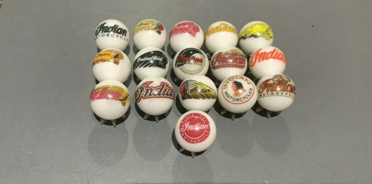 Indian  Motorcycle 5/8 SIZE Marbles COLLECTION LOT & stands 