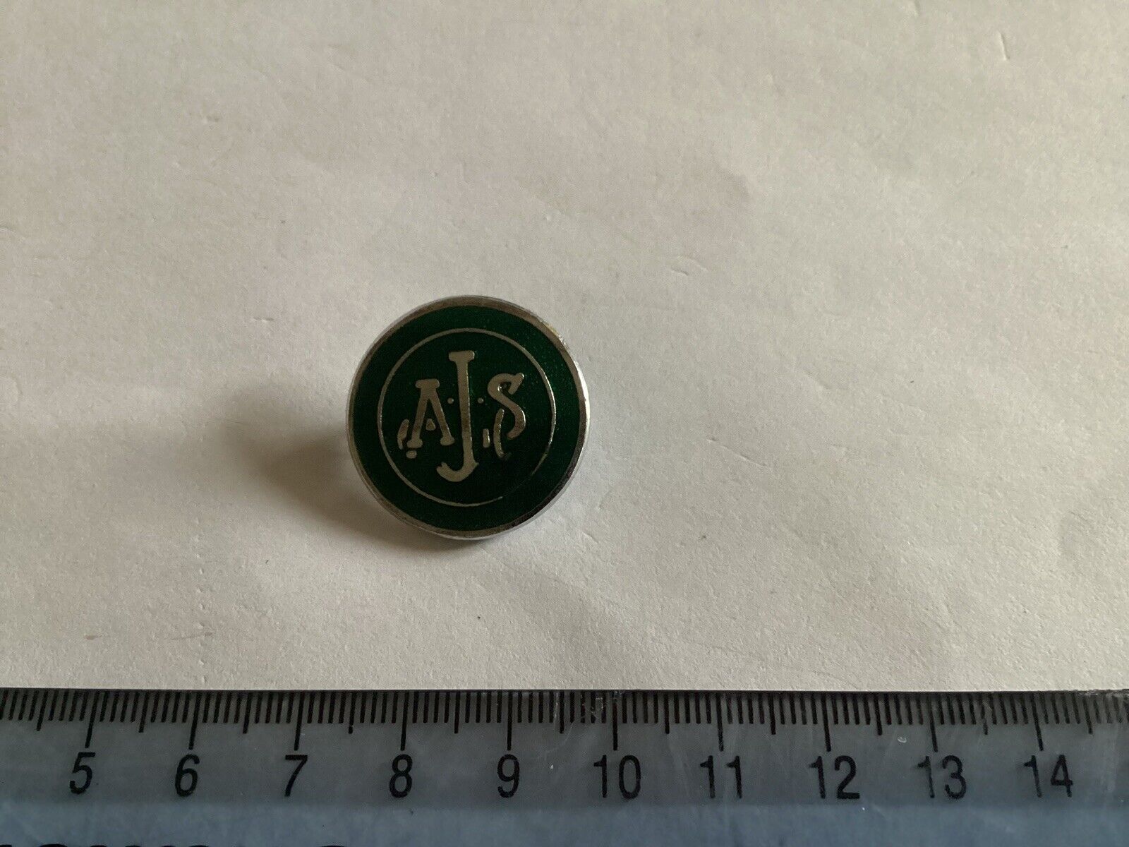Vintage Dark Green AJS Pin Badge