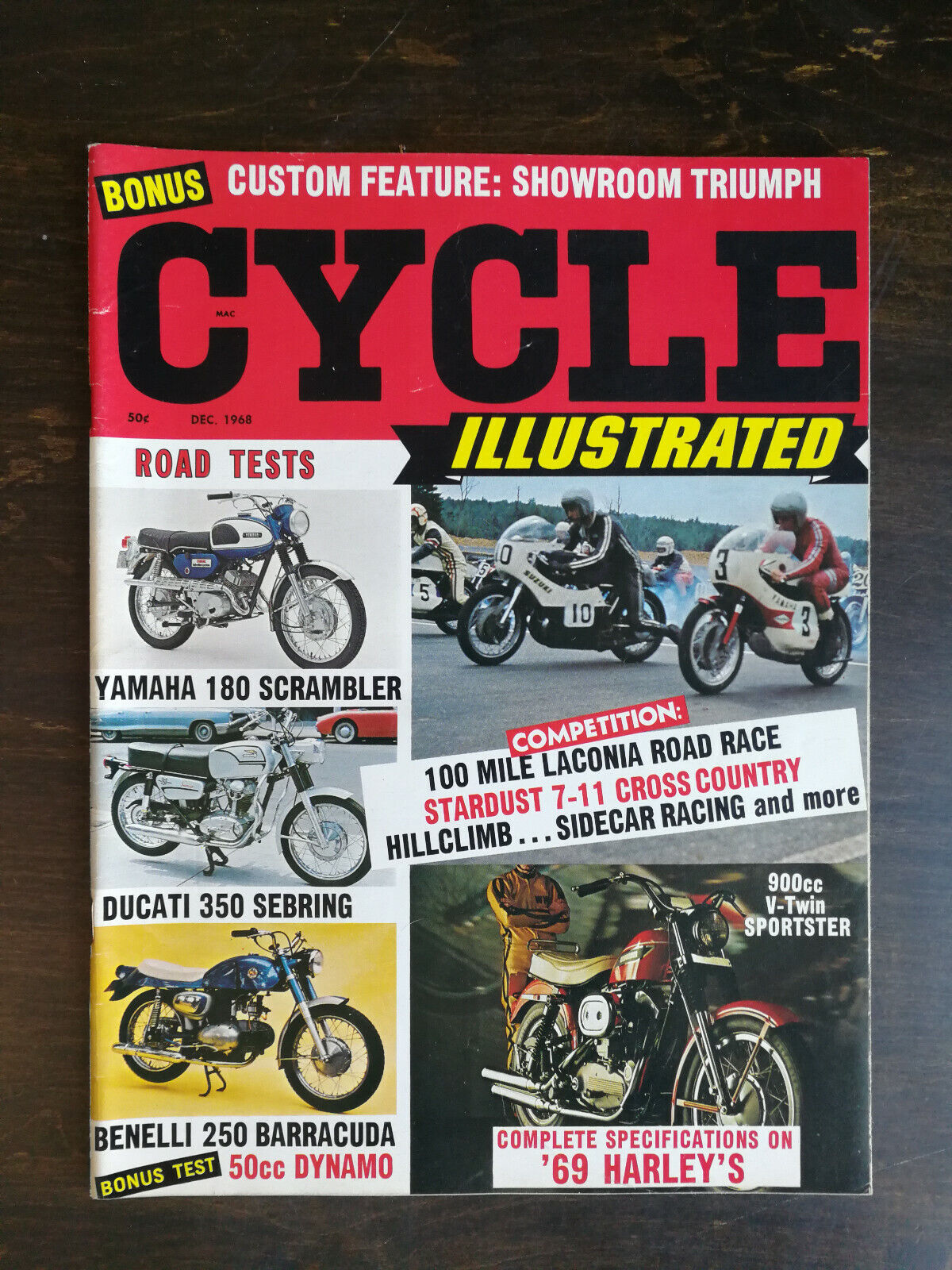 Cycle Illustrated December 1968 - Harley-Davidson V-Twin Sportster -Ducati 350 