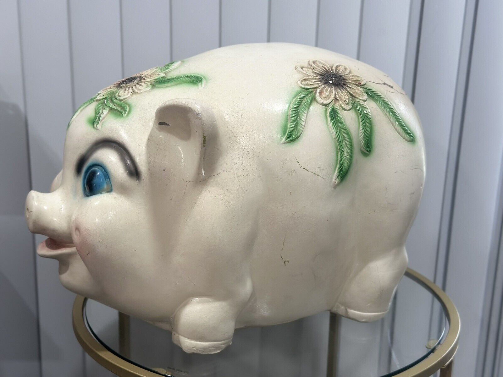 Vtg HUGE Piggy Bank CarnivalChalkware MCM First Prize Porky \
