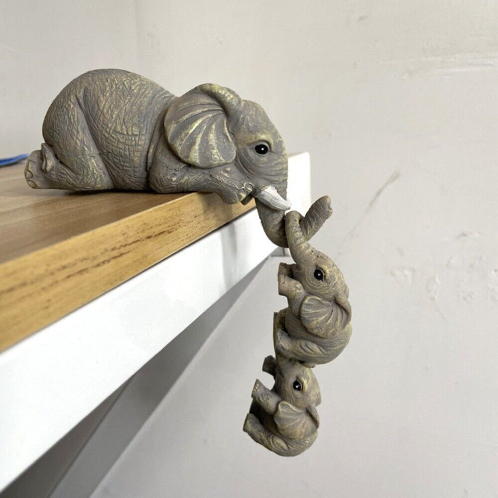3pcs/set Collections Elephant Sitter Hand-Painted Figurines Decoration US STOCK